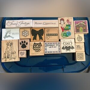 LOT OF 17 MISCELLANEOUS RUBBER STAMPS